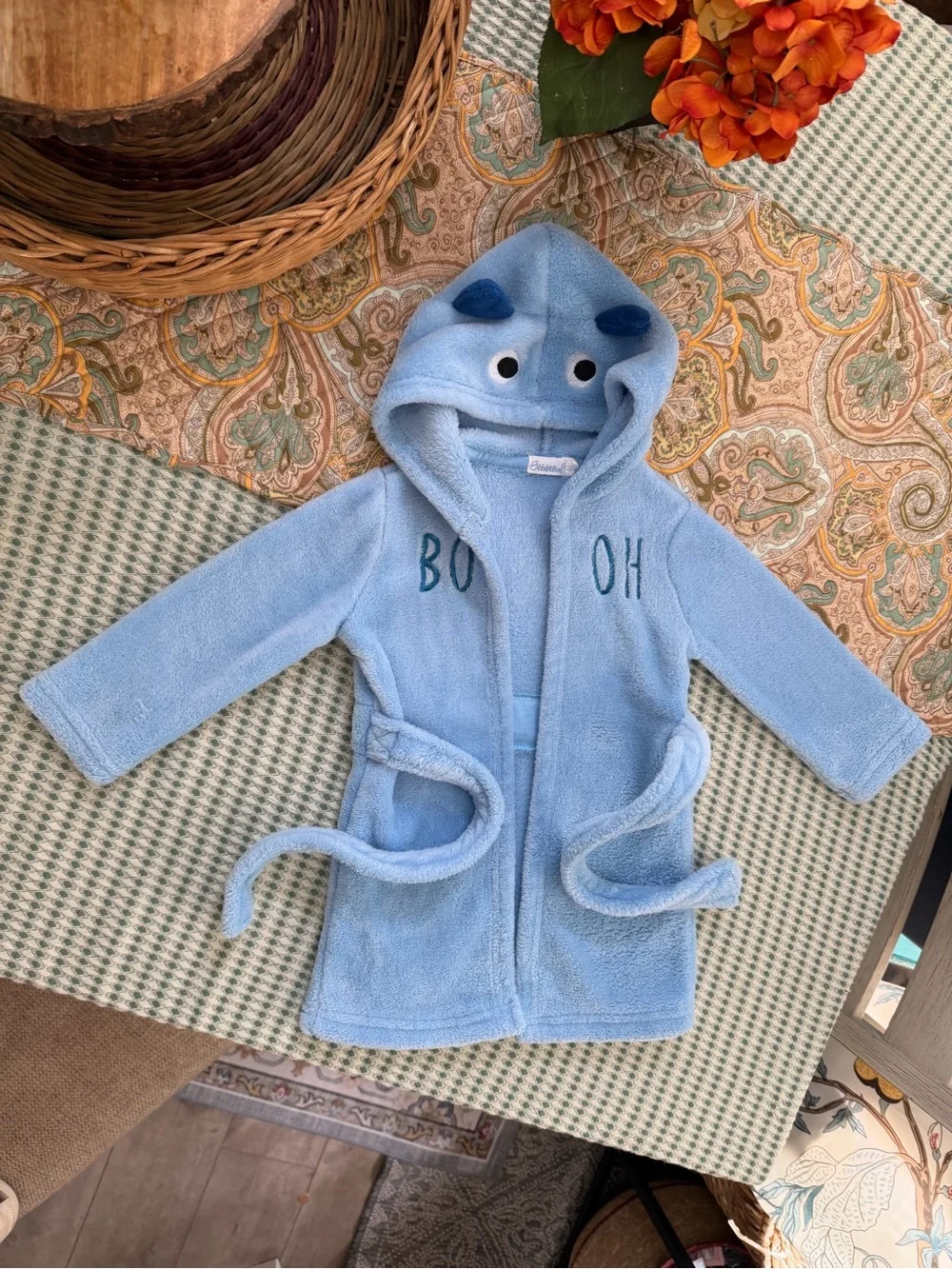 New Bebereve Boutique Baby Boy Monster Halloween Hooded Bathrobe ‘Booh’ 12 Month